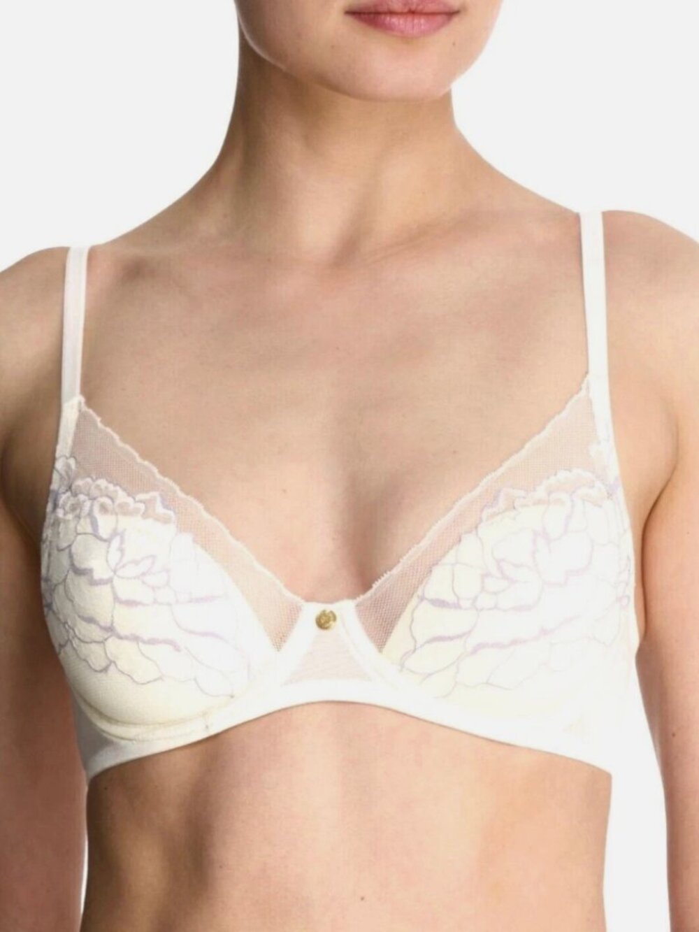 Natori 721150 Women's Flora Contour Underwire T-Shirt Bra White/Purple 32DD
